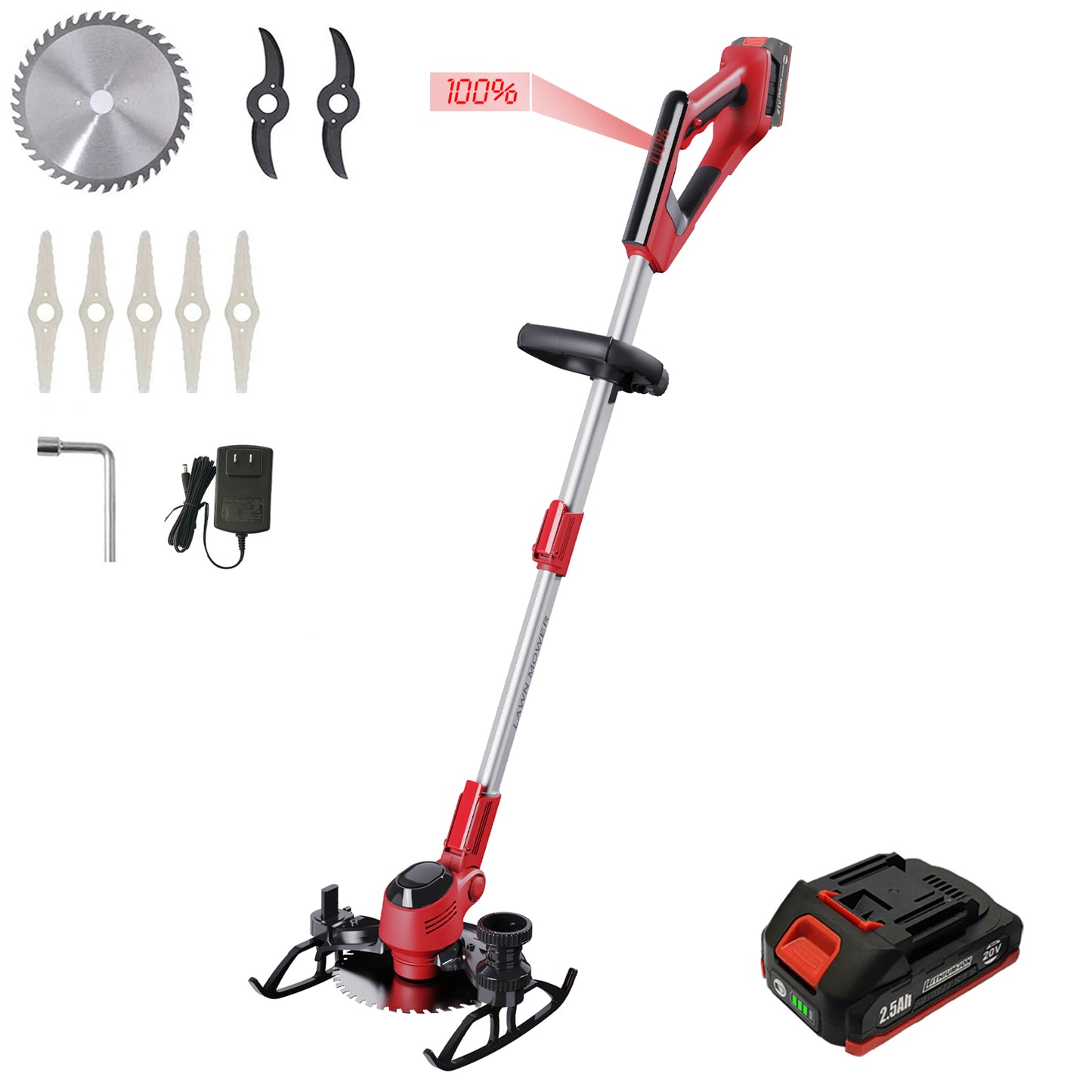 Korunria Cordless Weed Wacker & Edger & Lawn Mower With One 2.5Ah Battery
