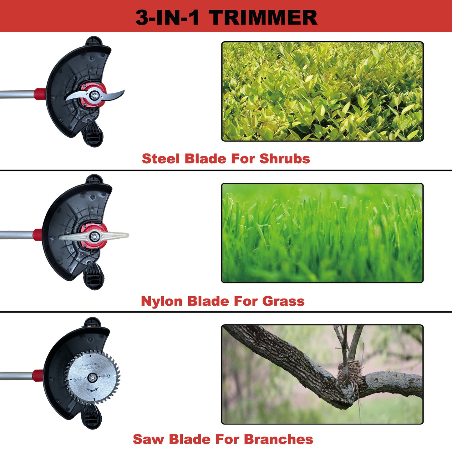 Korunria Cordless Weed Wacker & Edger & Lawn Mower With One 2.5Ah Battery