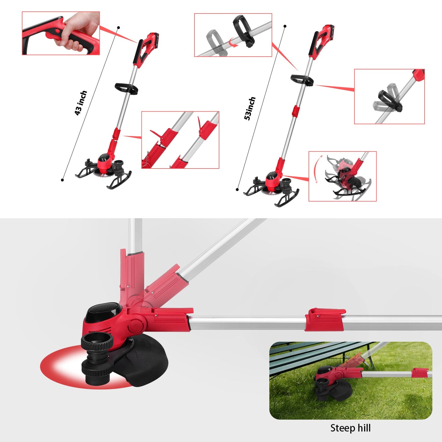 Korunria Cordless Weed Wacker & Edger & Lawn Mower With One 2.5Ah Battery