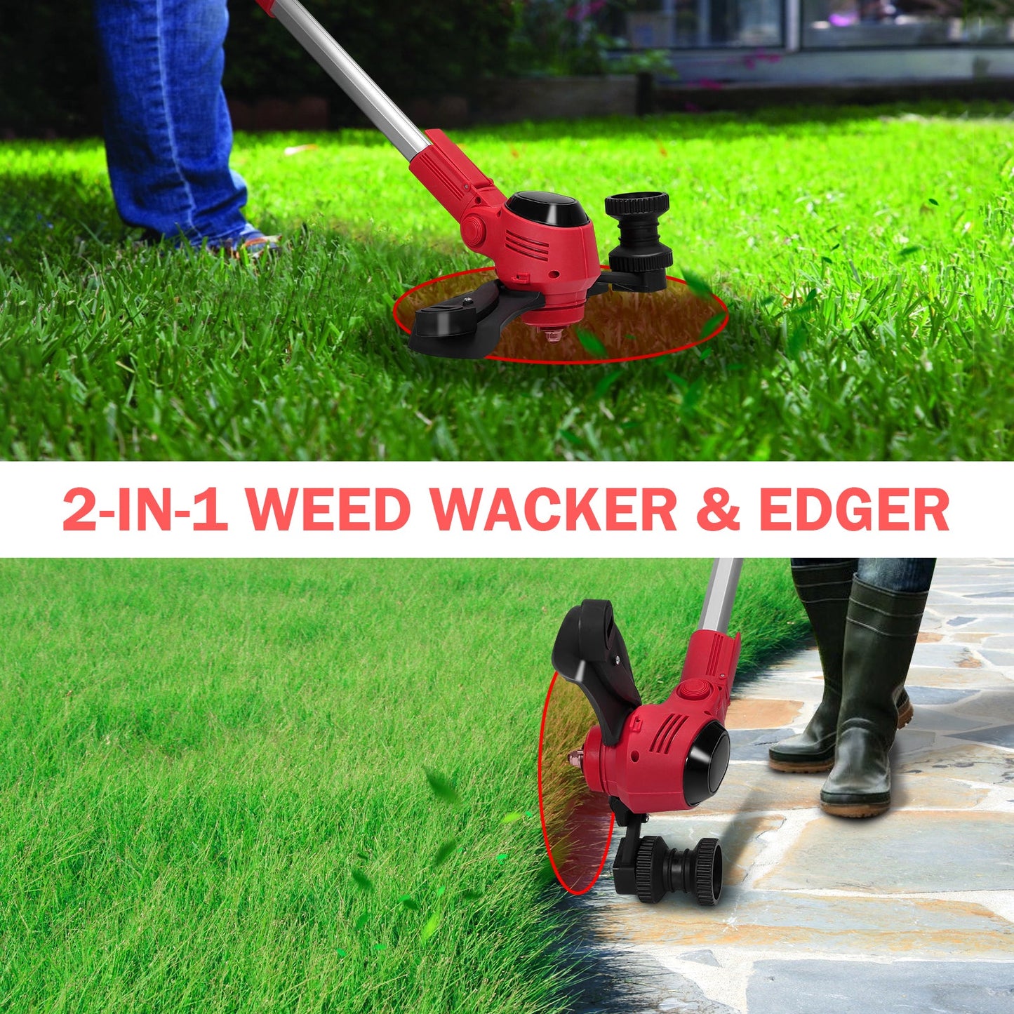 Korunria Cordless Weed Wacker & Edger & Lawn Mower With One 2.5Ah Battery