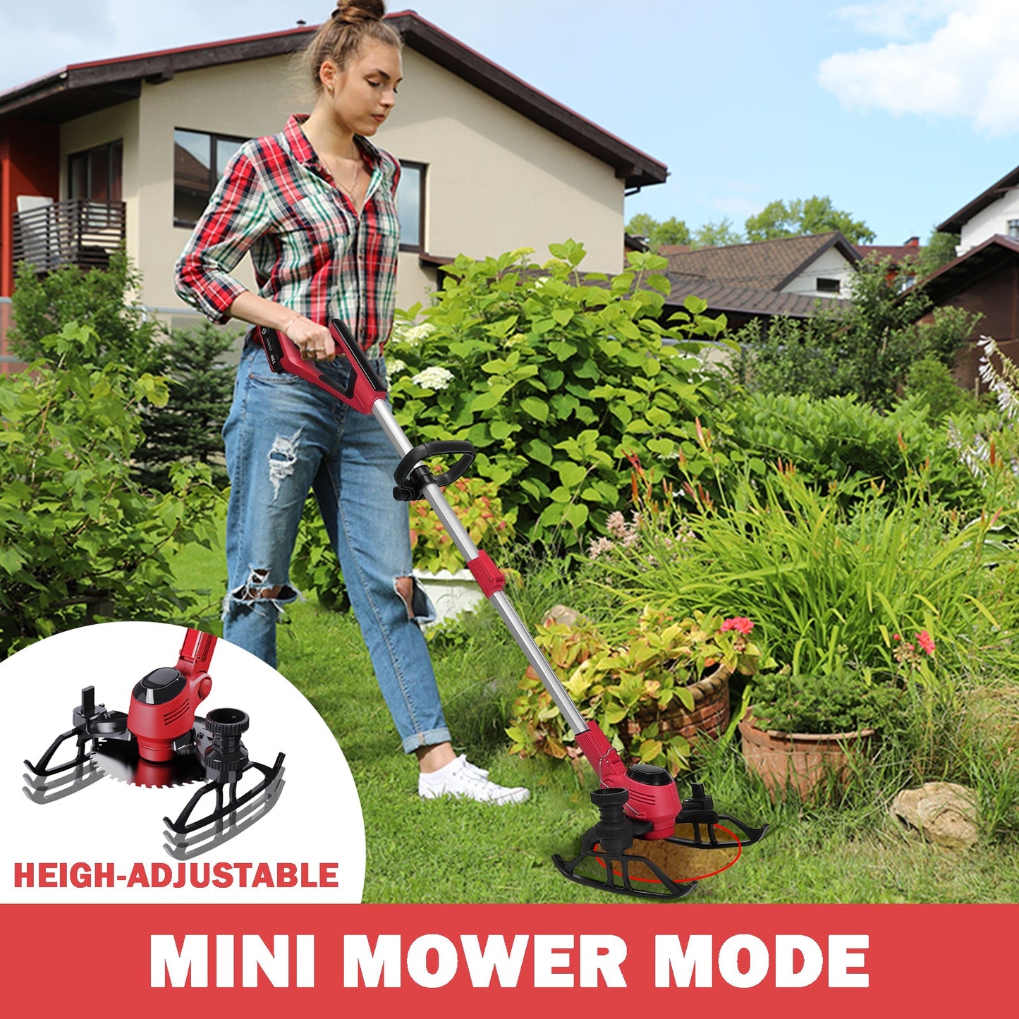 Korunria Cordless Weed Wacker & Edger & Lawn Mower With One 2.5Ah Battery